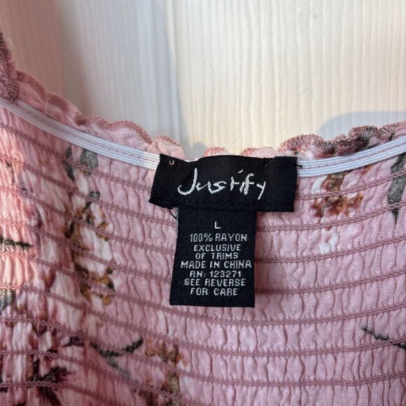 Justify Women’s Large Pink Floral Smocked Maxi Dress Spaghetti Straps - Picture 4 of 4